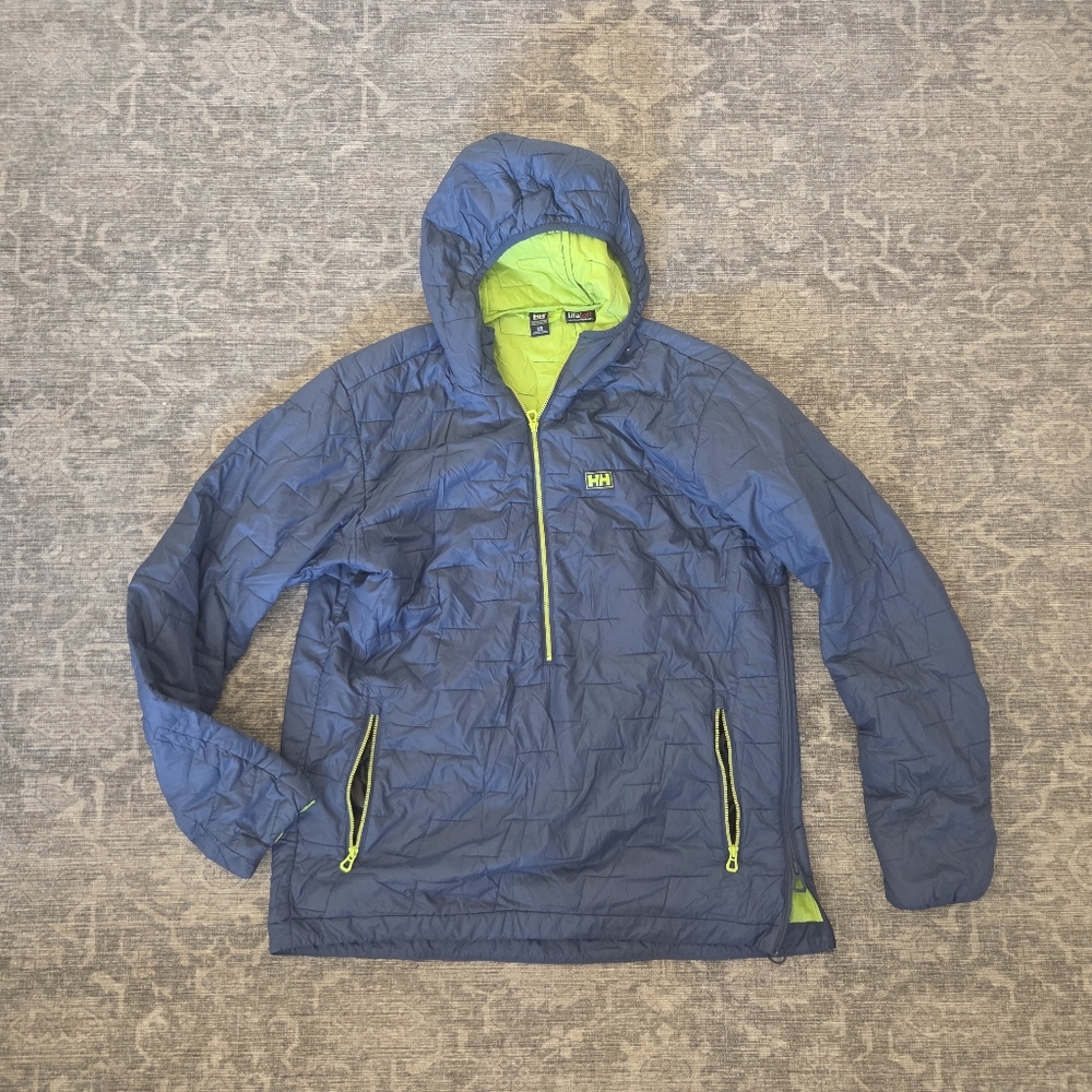 Helly Hansen Navy Puffer Jacket with Lime Green Lining